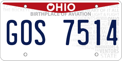 OH license plate GOS7514