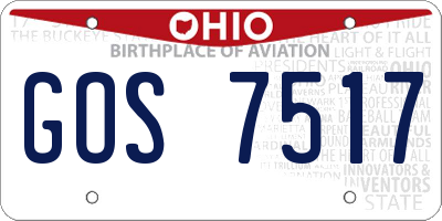 OH license plate GOS7517