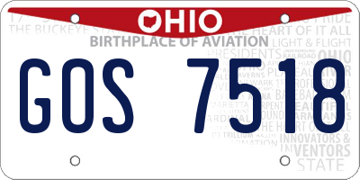 OH license plate GOS7518