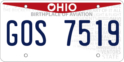 OH license plate GOS7519