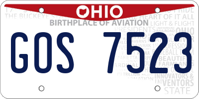 OH license plate GOS7523