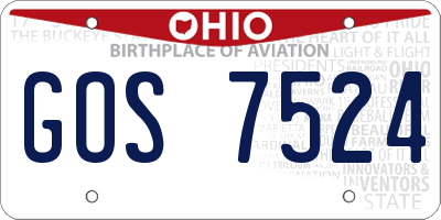 OH license plate GOS7524