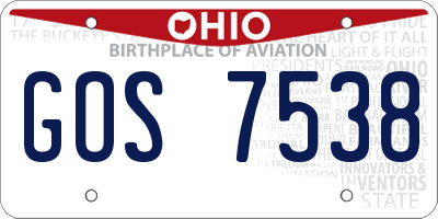 OH license plate GOS7538
