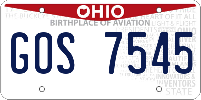 OH license plate GOS7545