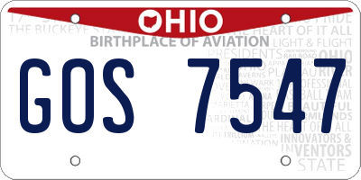 OH license plate GOS7547