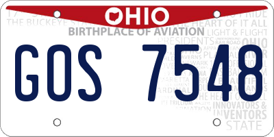 OH license plate GOS7548