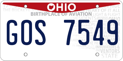 OH license plate GOS7549