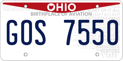 OH license plate GOS7550