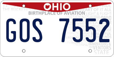 OH license plate GOS7552