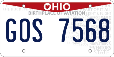OH license plate GOS7568