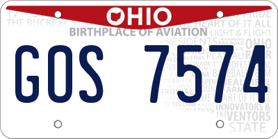 OH license plate GOS7574
