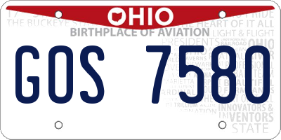 OH license plate GOS7580