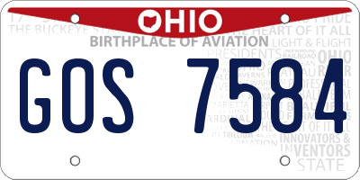 OH license plate GOS7584