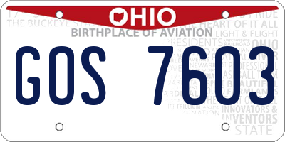 OH license plate GOS7603