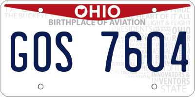OH license plate GOS7604