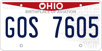 OH license plate GOS7605