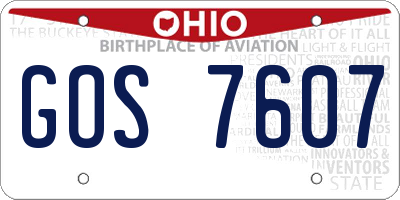 OH license plate GOS7607