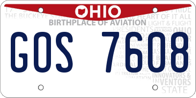 OH license plate GOS7608