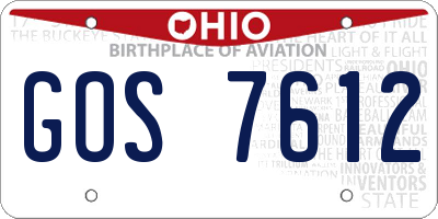 OH license plate GOS7612