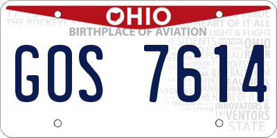 OH license plate GOS7614