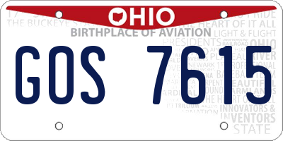 OH license plate GOS7615