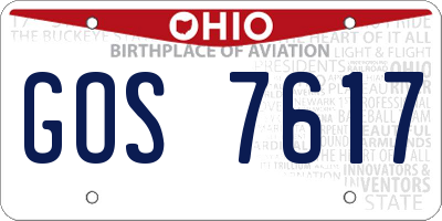 OH license plate GOS7617
