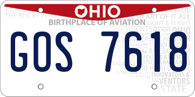 OH license plate GOS7618