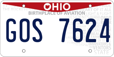 OH license plate GOS7624