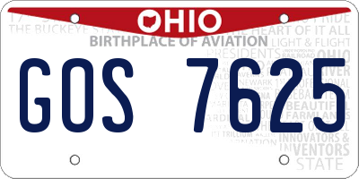 OH license plate GOS7625