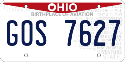 OH license plate GOS7627