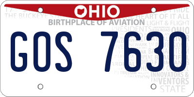 OH license plate GOS7630