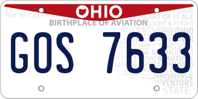 OH license plate GOS7633
