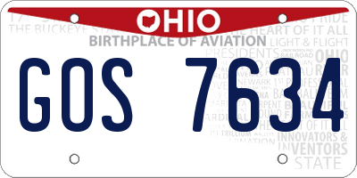 OH license plate GOS7634
