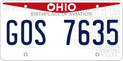 OH license plate GOS7635