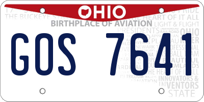 OH license plate GOS7641