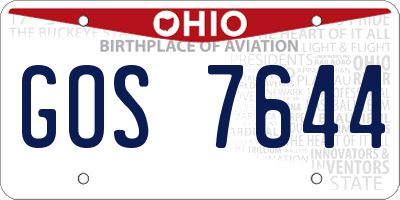 OH license plate GOS7644