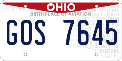 OH license plate GOS7645