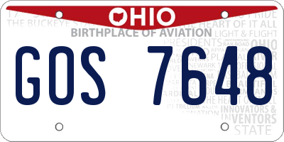 OH license plate GOS7648