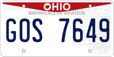 OH license plate GOS7649