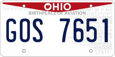 OH license plate GOS7651