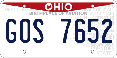 OH license plate GOS7652