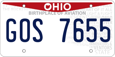 OH license plate GOS7655