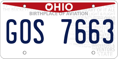 OH license plate GOS7663