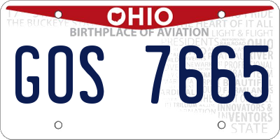OH license plate GOS7665