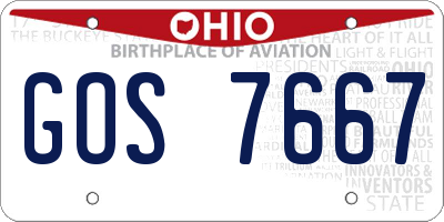 OH license plate GOS7667