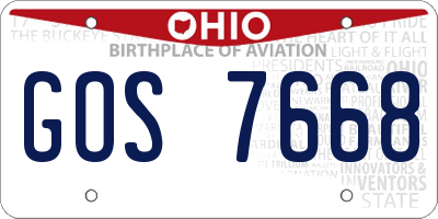 OH license plate GOS7668
