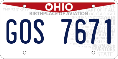 OH license plate GOS7671