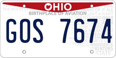 OH license plate GOS7674