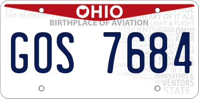 OH license plate GOS7684