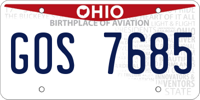 OH license plate GOS7685